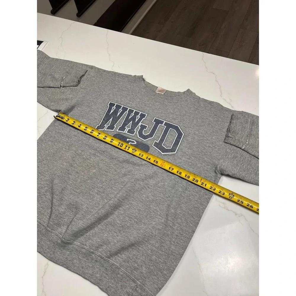 90s WWJD Sweatshirt Mens Large Vintage 1997 Gray Distressed Pullover